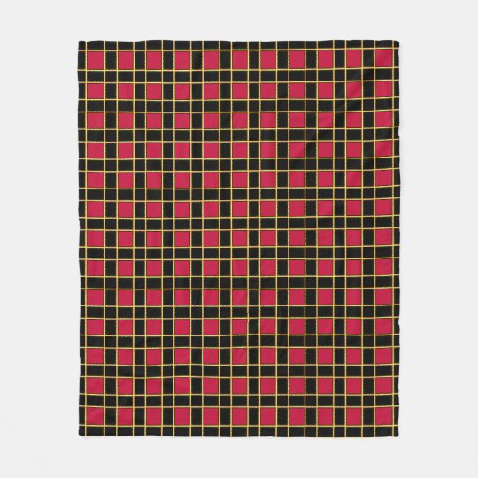 Elegant Black Red Checkered Pattern Fleece Blanket