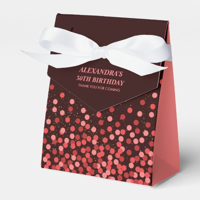 Elegant Black Red Confetti Thank You  Favor Boxes (Front Side)