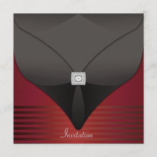 Elegant Black Red Contemporary Party Invitation