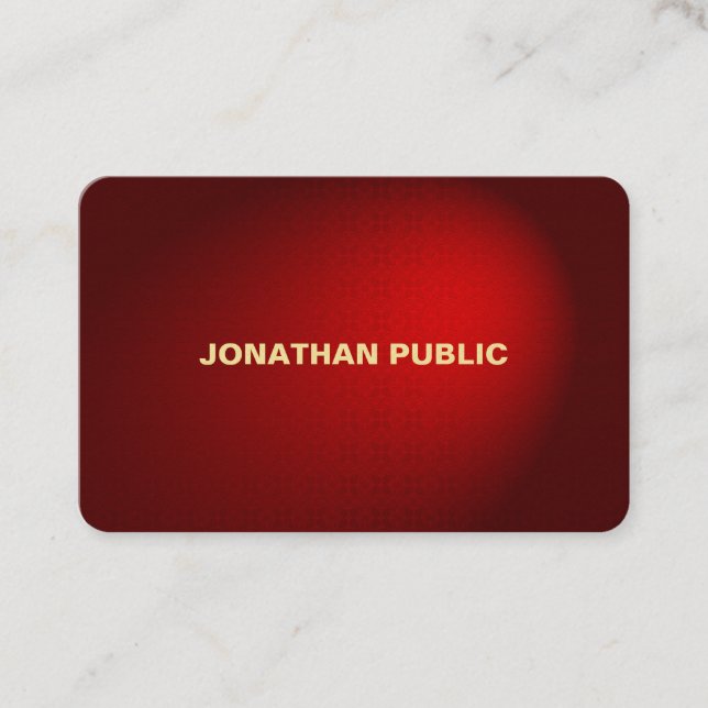 Elegant Black Red Damask Premium Professional Business Card (Front)