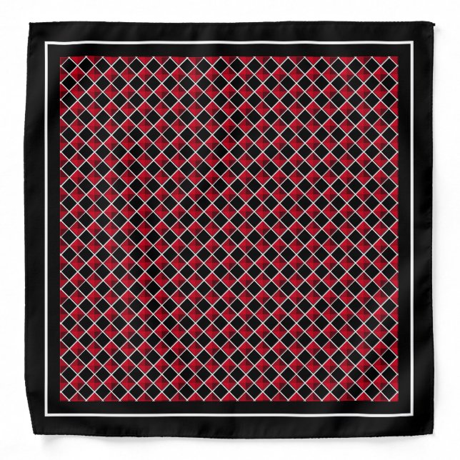 Elegant black & red diamond pattern  bandana (Front)