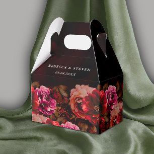 Elegant black red floral wedding romantic favor boxes