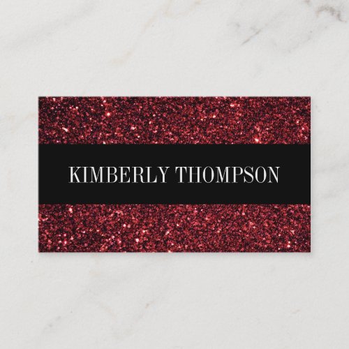 Elegant Black &amp; Red Glitter Business Card Template