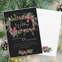 Elegant Black Red Green Christmas Wedding