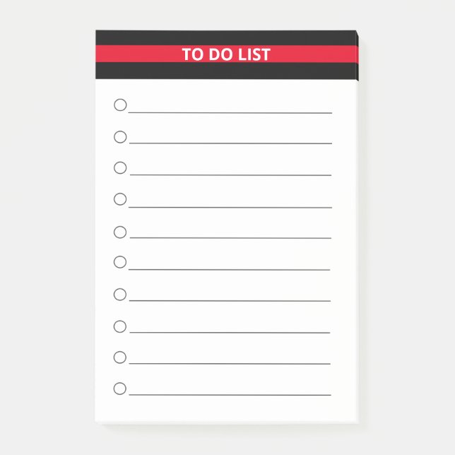Elegant Black Red Personalized To Do List Post-it Notes (Front)