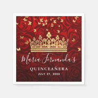 Elegant Black Red Rose Gold Crown Quinceanera