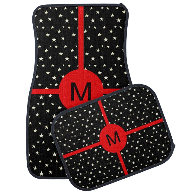 Elegant Black Red White Car Floor Mat (Set)
