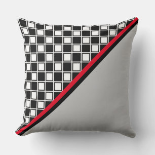 Elegant Black, Red, White & Silver Colors Throw Pillow