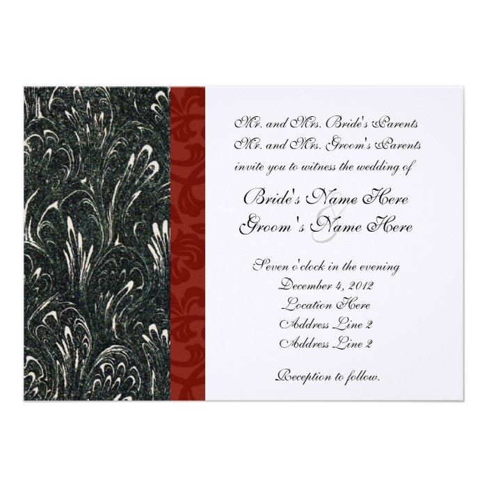 Elegant Black, Red, White Wedding Invitation