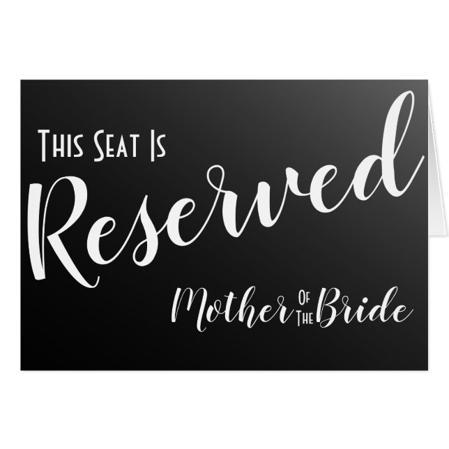 Elegant Black Reserved Seat Wedding Sign (Front Horizontal)