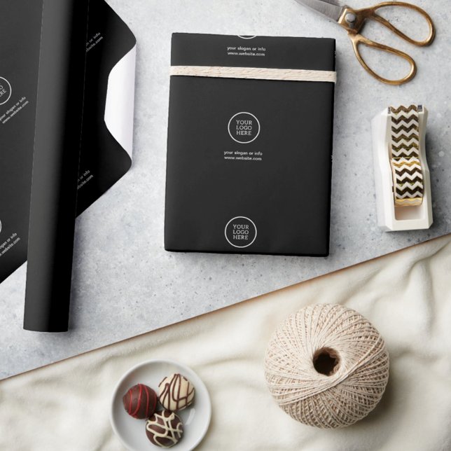 Elegant Black retail Wrapping Paper with logo (Creator Uploaded)