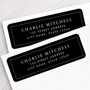 Elegant black return address label