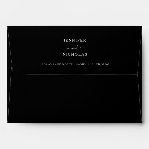 Elegant Black Return Address Wedding Envelope