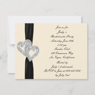 Elegant Black Ribbon Bachelorette Party Invitation