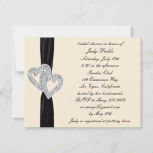 Elegant Black Ribbon Bridal Shower Invitations