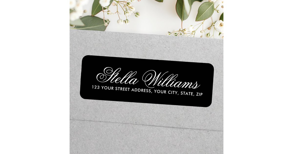 Elegant black romantic calligraphy script label | Zazzle
