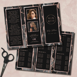 Elegant Black Rose Gold Agate Brochure
