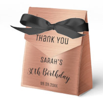 Elegant Black Rose Gold Birthday Thank You Party  Favor Boxes