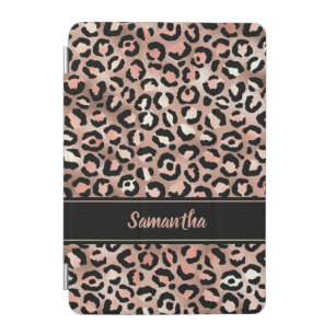 Elegant Black Rose Gold Foil Leopard Print Custom iPad Mini Cover