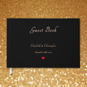 Elegant Black Rose Gold Foil Weddings Anniversary Guest Book
