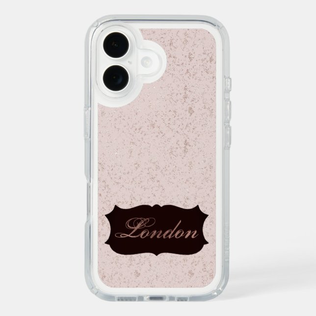 Elegant Black Rose Gold Glitter London Typography  Speck iPhone Case (Front)