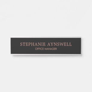 Elegant Black Rose Gold Modern Door Sign