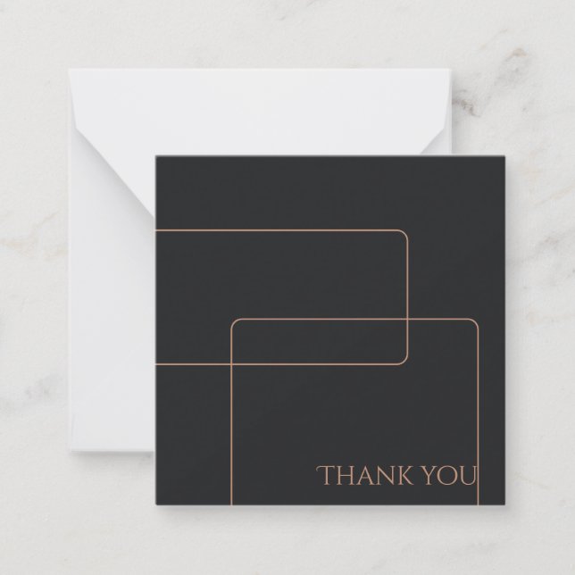elegant Black  rose gold Modern  Note Card (Front)