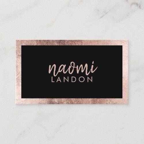 Elegant black rose gold modern square minimalist business card