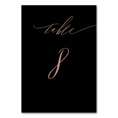 Elegant Black Rose Gold Script No 8 Wedding Table Number