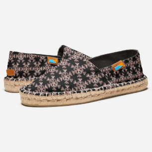 Elegant Black Rose Gold Snowflake Pattern Espadrilles