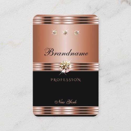 Elegant Black Rose Gold with Luxurious Diamonds Business Card