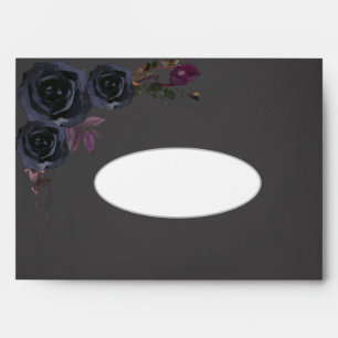 Elegant Black Rose Purple Wedding Envelope
