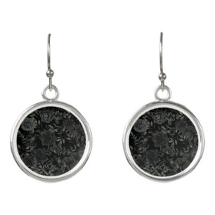 Elegant Black Rose Wedding Earrings