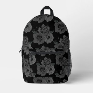Elegant Black Roses Goth Aesthetic Printed Backpack