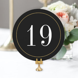 Elegant Black Round Table Number Card