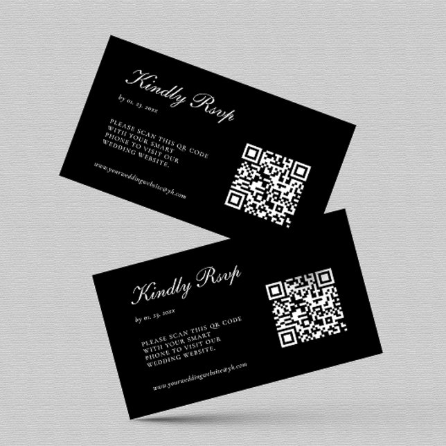 Elegant Black RSVP QR Code Wedding Enclosure Card (Creator Uploaded)