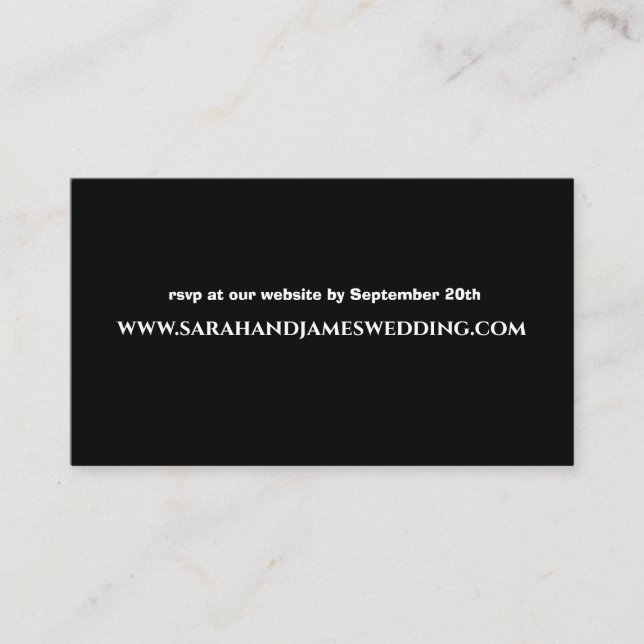 Elegant Black RSVP Wedding Website Enclosure Card (Front)