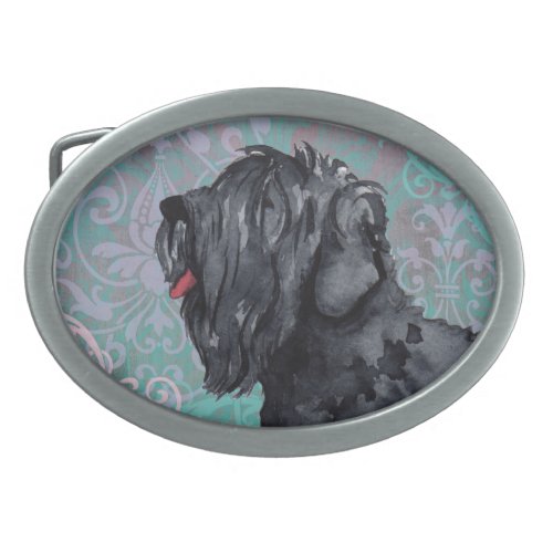 Elegant Black Russian Terrier Belt Buckle