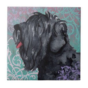 Elegant Black Russian Terrier Ceramic Tile