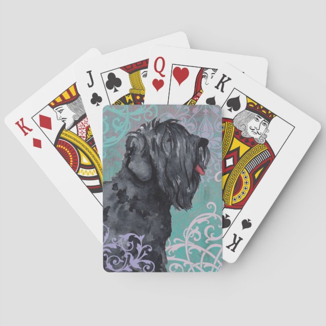 Elegant Black Russian Terrier Poker Cards (Back)
