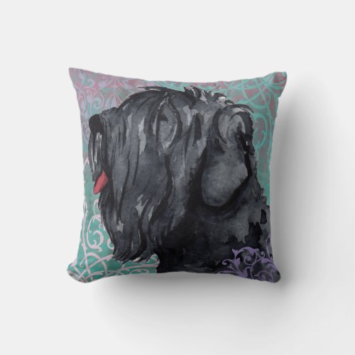 Elegant Black Russian Terrier Throw Pillow