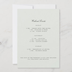 Elegant Black & Sage Bachelor Weekend Invitation