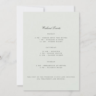 Elegant Black & Sage Bachelor Weekend Invitation