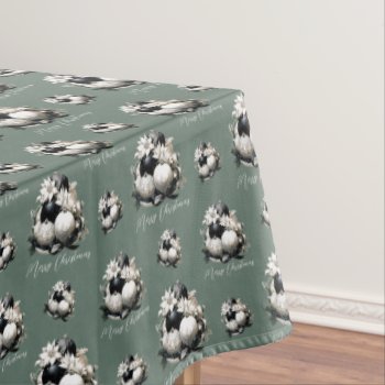 Elegant Black Sage Green Ivory Christmas Ornament Tablecloth by 17Minutes at Zazzle