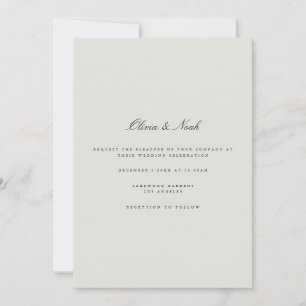Elegant Black & Sage Green Wedding Invitation Card