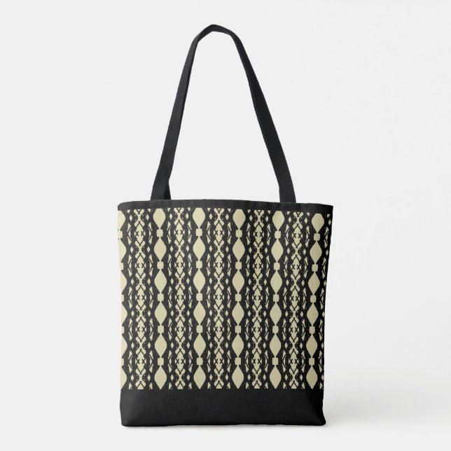 Elegant Black& Sand Beige Pattern Tote Bag (Back)