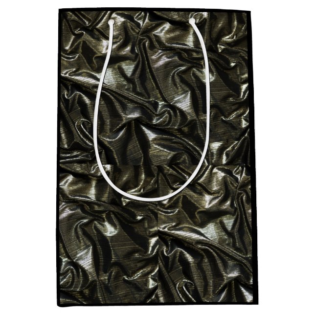 Elegant Black satin look  Medium Gift Bag (Front)