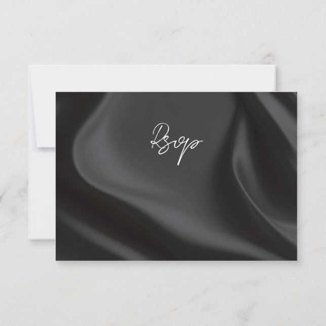 Elegant black satin rsvp with meal choices card (Back)