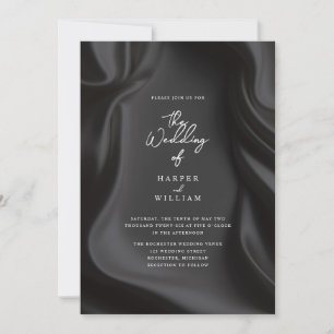 Elegant black Satin wedding invitation
