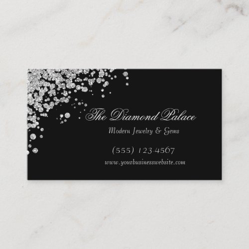 Elegant Black Scattered Diamonds Jewel Business Card